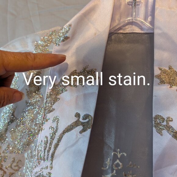 Long Dress Evening Kimono Cardigan Topper Robe Small White sheer Sparkles design - Picture 5 of 11